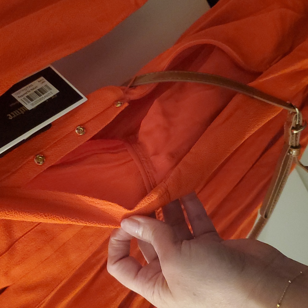NWT Juicy Couture Orange Blouson Crepe 3/4 Sleeves Edith Dress Size 10 NWT - Picture 8 of 10